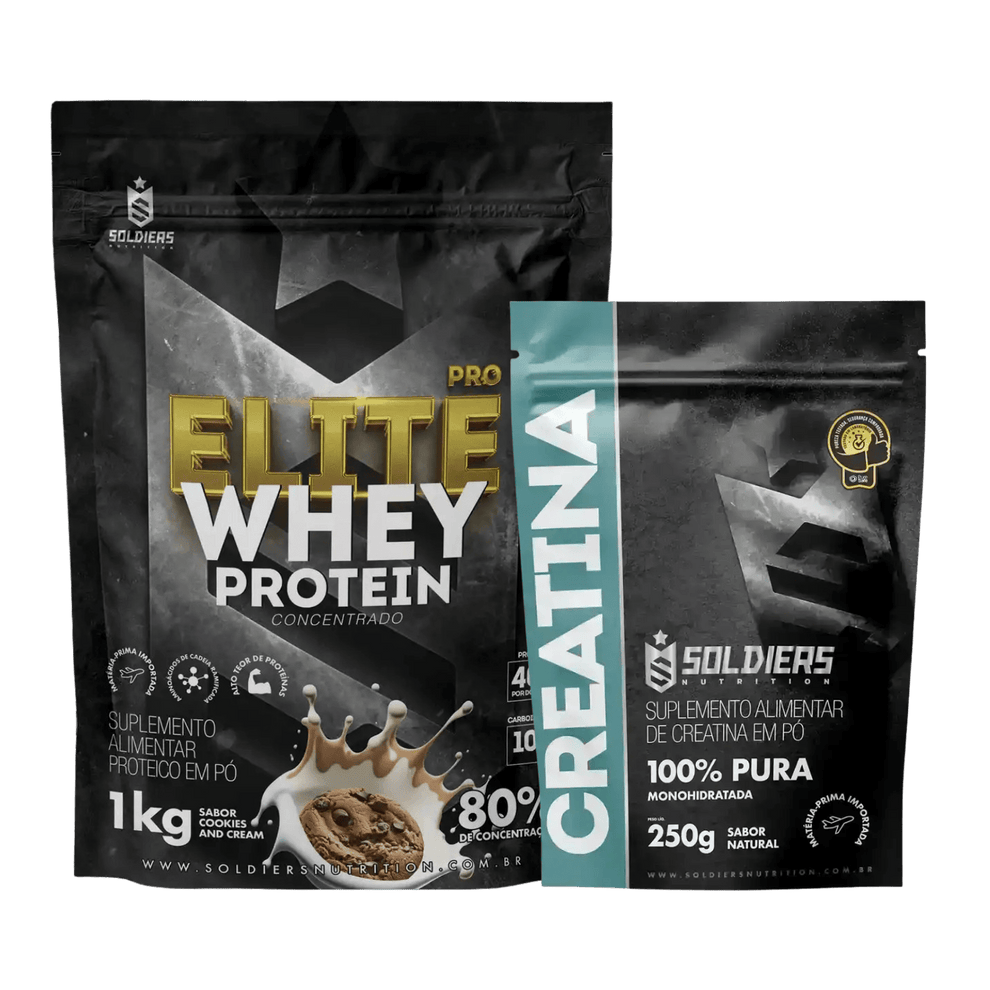 Kit: Elite Pro Whey Concentrado 80% 1kg + Creatina 250g - Soldiers Nutrition