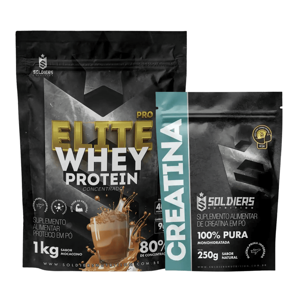 Kit: Elite Pro Whey Concentrado 80% 1kg + Creatina 250g - Soldiers Nutrition