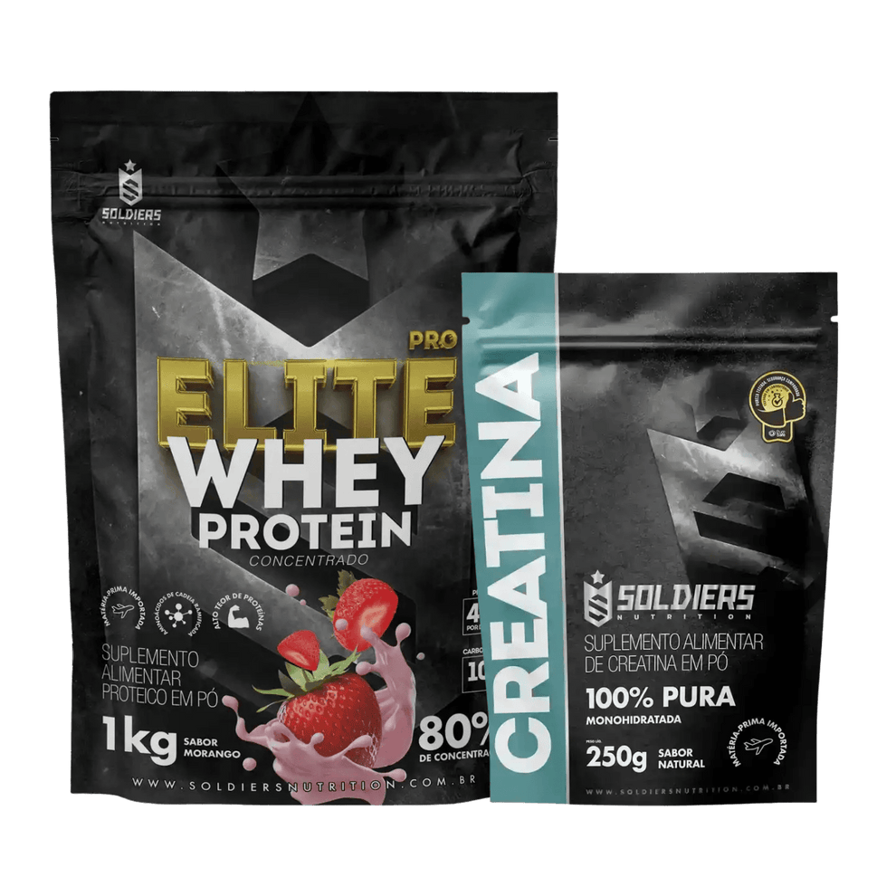 Kit: Elite Pro Whey Concentrado 80% 1kg + Creatina 250g - Soldiers Nutrition