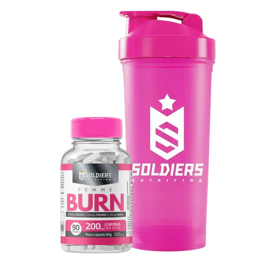 Kit Femme Burn 90 Tabletes + Coqueteleira Slim Pink 600ml