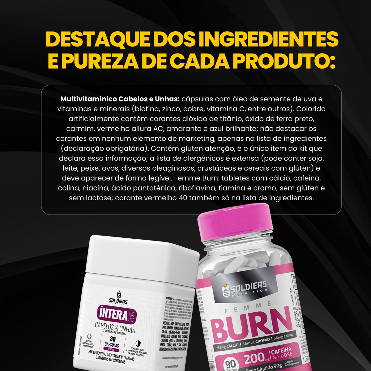 Kit Multivitamínico Cabelos e Unhas 30 Cáps + Femme Burn 90 Tabletes