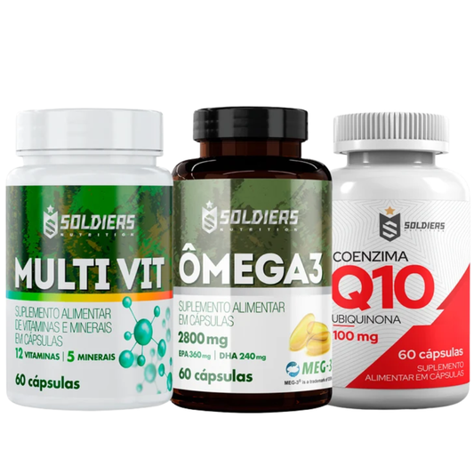 Kit Multivitamínico + Ômega 3 1000mg + Coenzima Q10 100mg 60 Cáps