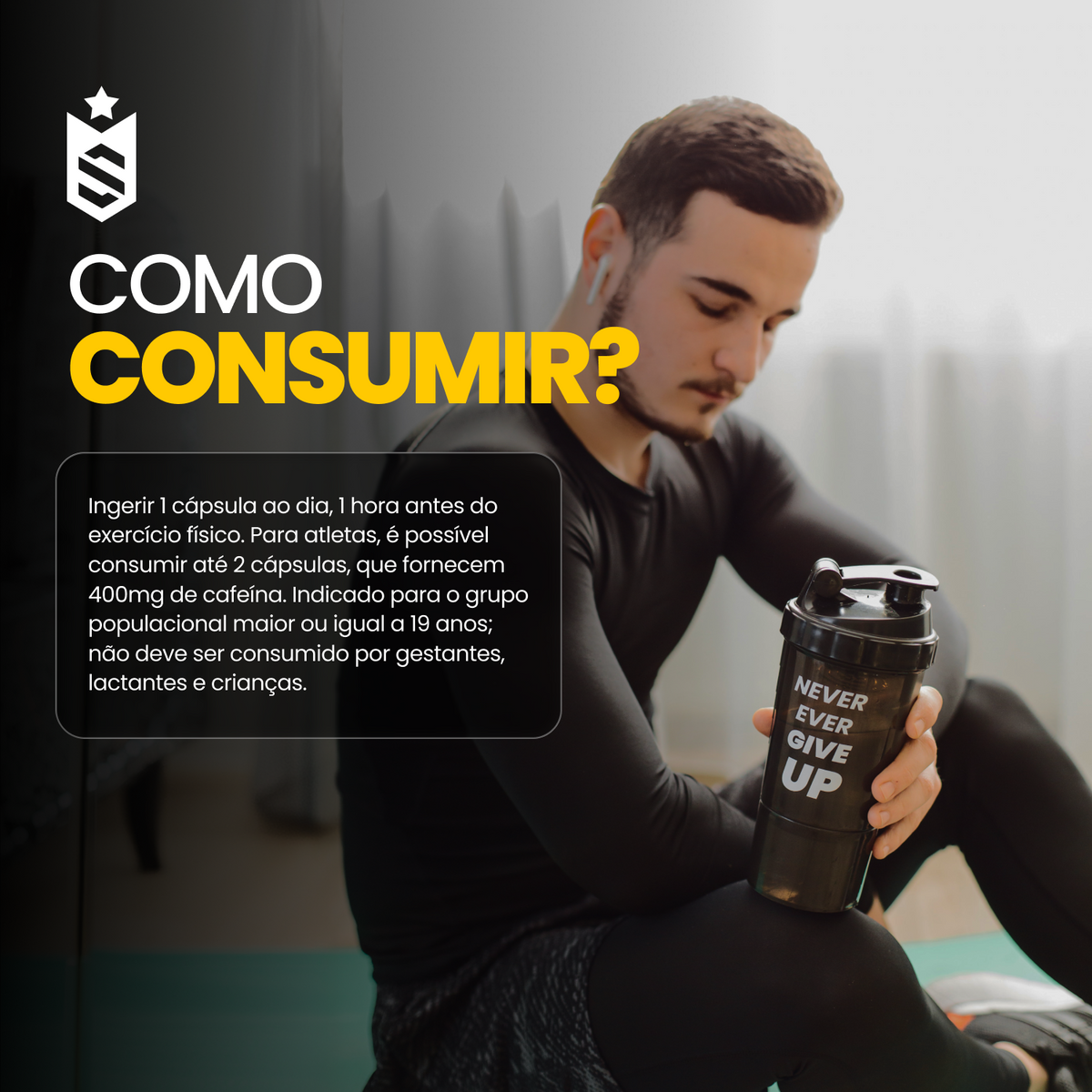 Kit Thermo Dark 200mg Cafeína 60 Cáps + Coqueteleira Slim Like a Soldier 600ml