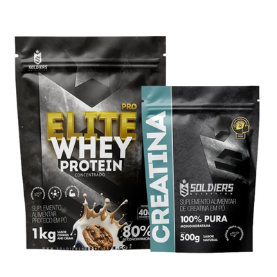 Kit Whey Elite Pro Concentrado 80% 1Kg + Creatina 500g