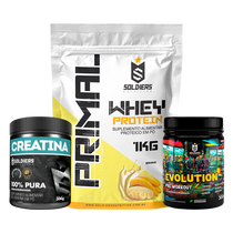 Kit: Whey  Primal 1Kg + Creatina 300g + Pré Treino Evolution 300g - Soldiers Nutrition