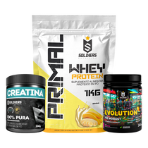 Kit: Whey Primal 1Kg + Creatina 300g + Pré Treino Evolution 300g - Soldiers Nutrition
