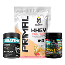 Kit: Whey Primal 1Kg + Creatina 300g + Pré Treino Evolution 300g - Soldiers Nutrition