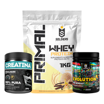 Kit: Whey Primal 1Kg + Creatina 300g + Pré Treino Evolution 300g - Soldiers Nutrition
