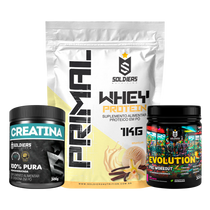 Kit: Whey Primal 1Kg + Creatina 300g + Pré Treino Evolution 300g - Soldiers Nutrition