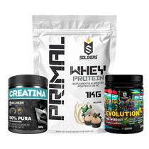 Kit: Whey  Primal 1Kg + Creatina 300g + Pré Treino Evolution 300g - Soldiers Nutrition