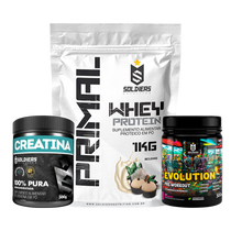 Kit: Whey Primal 1Kg + Creatina 300g + Pré Treino Evolution 300g - Soldiers Nutrition