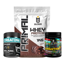 Kit: Whey Primal 1Kg + Creatina 300g + Pré Treino Evolution 300g - Soldiers Nutrition