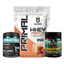 Kit: Whey  Primal 1Kg + Creatina 300g + Pré Treino Evolution 300g - Soldiers Nutrition