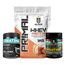 Kit: Whey Primal 1Kg + Creatina 300g + Pré Treino Evolution 300g - Soldiers Nutrition