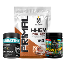 Kit: Whey  Primal 1Kg + Creatina 300g + Pré Treino Evolution 300g - Soldiers Nutrition