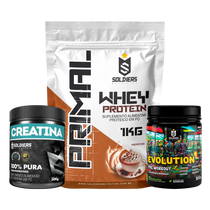 Kit: Whey Primal 1Kg + Creatina 300g + Pré Treino Evolution 300g - Soldiers Nutrition