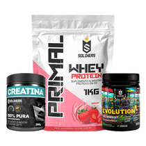 Kit: Whey Primal 1Kg + Creatina 300g + Pré Treino Evolution 300g - Soldiers Nutrition
