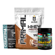 Kit Whey Primal 1Kg + Creatina 300g + Pré Treino Evolution 300g
