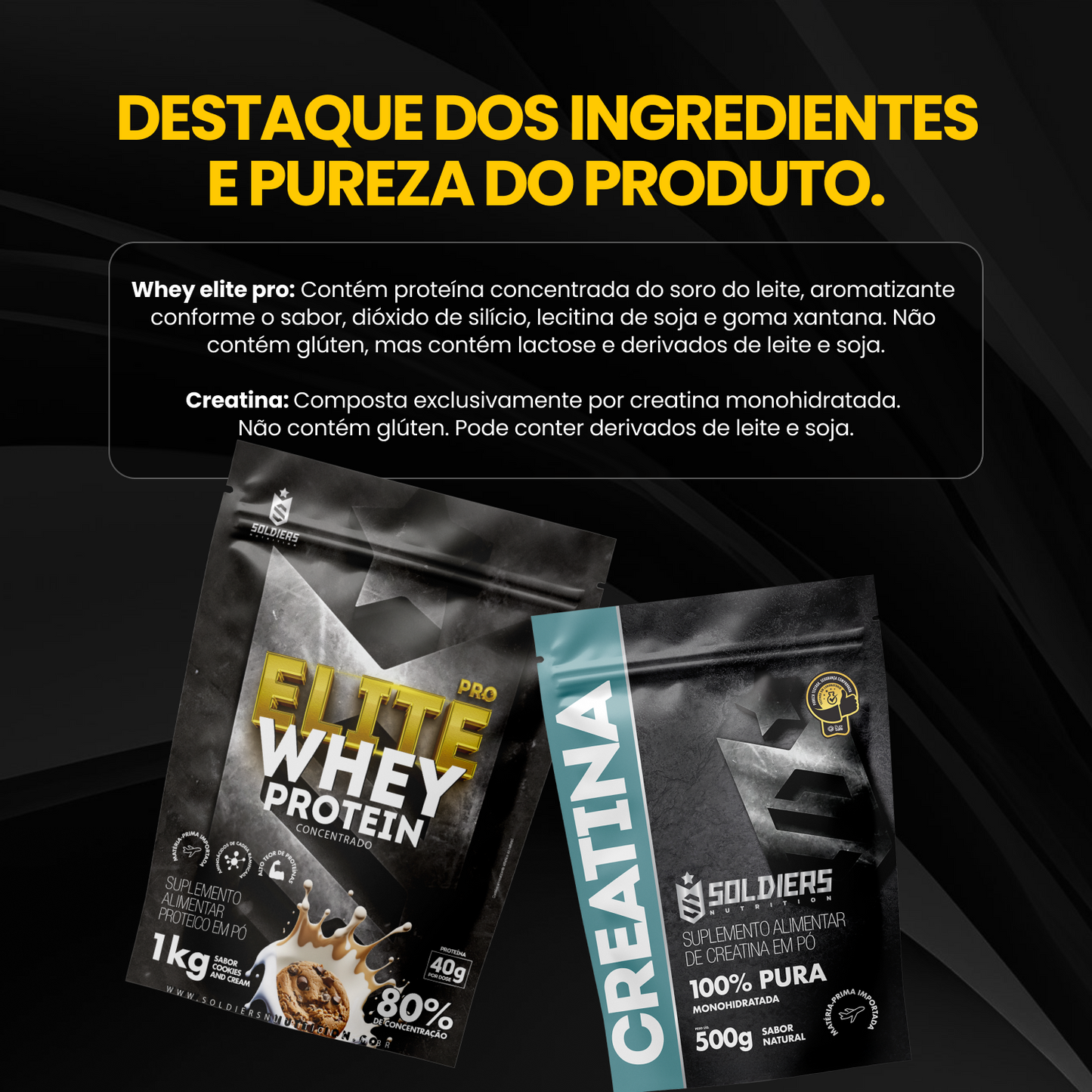 Kit Whey Elite Pro Concentrado 80% 1Kg + Creatina 500g