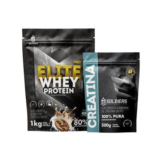 Kit Whey Elite Pro Concentrado 80% 1Kg + Creatina 500g
