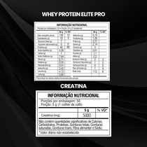Kit Whey Elite Pro Concentrado 80% 1Kg + Creatina 500g