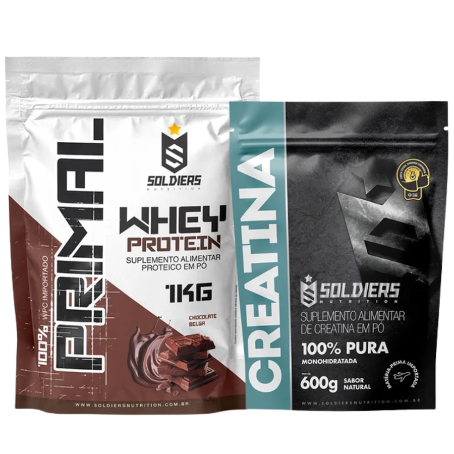 Kit Whey Protein Primal 1kg + Creatina Monohidratada 600g