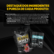Kit Whey Protein Elite Pro 1kg + Creatina Monohidratada Pote 300g