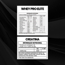 Kit Whey Protein Elite Pro 1kg + Creatina Monohidratada Pote 300g