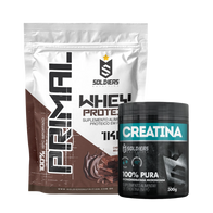 Kit Whey Protein Primal 1Kg + Creatina Monohidratada Pote 300g