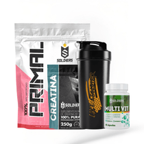 KIT PRIMEIRO PASSO Whey 1Kg, Creatina, Multivitamínico e Coqueteleira