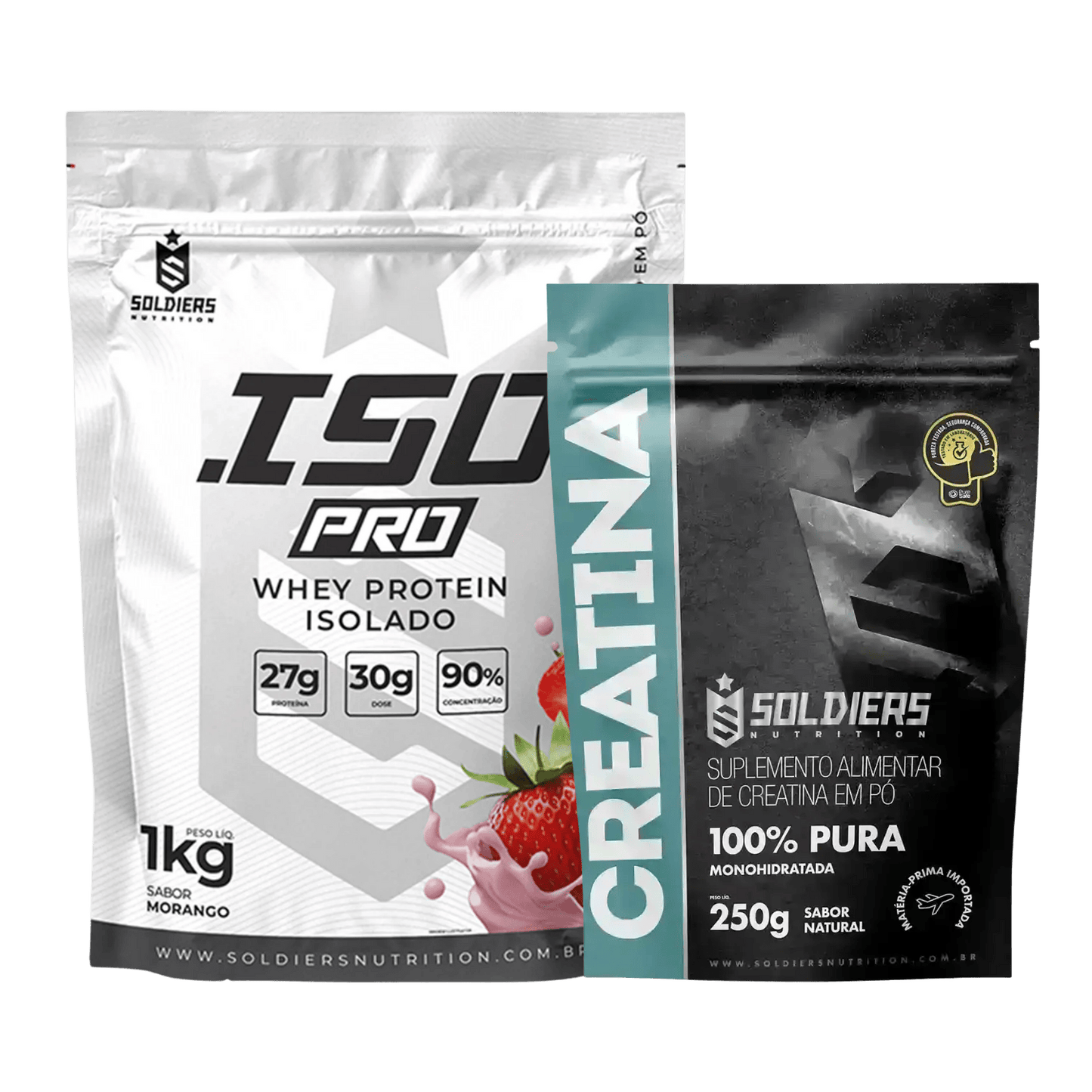 Kit: Whey Protein Isolado ISO PRO 1kg + Creatina 250g - Soldiers Nutrition