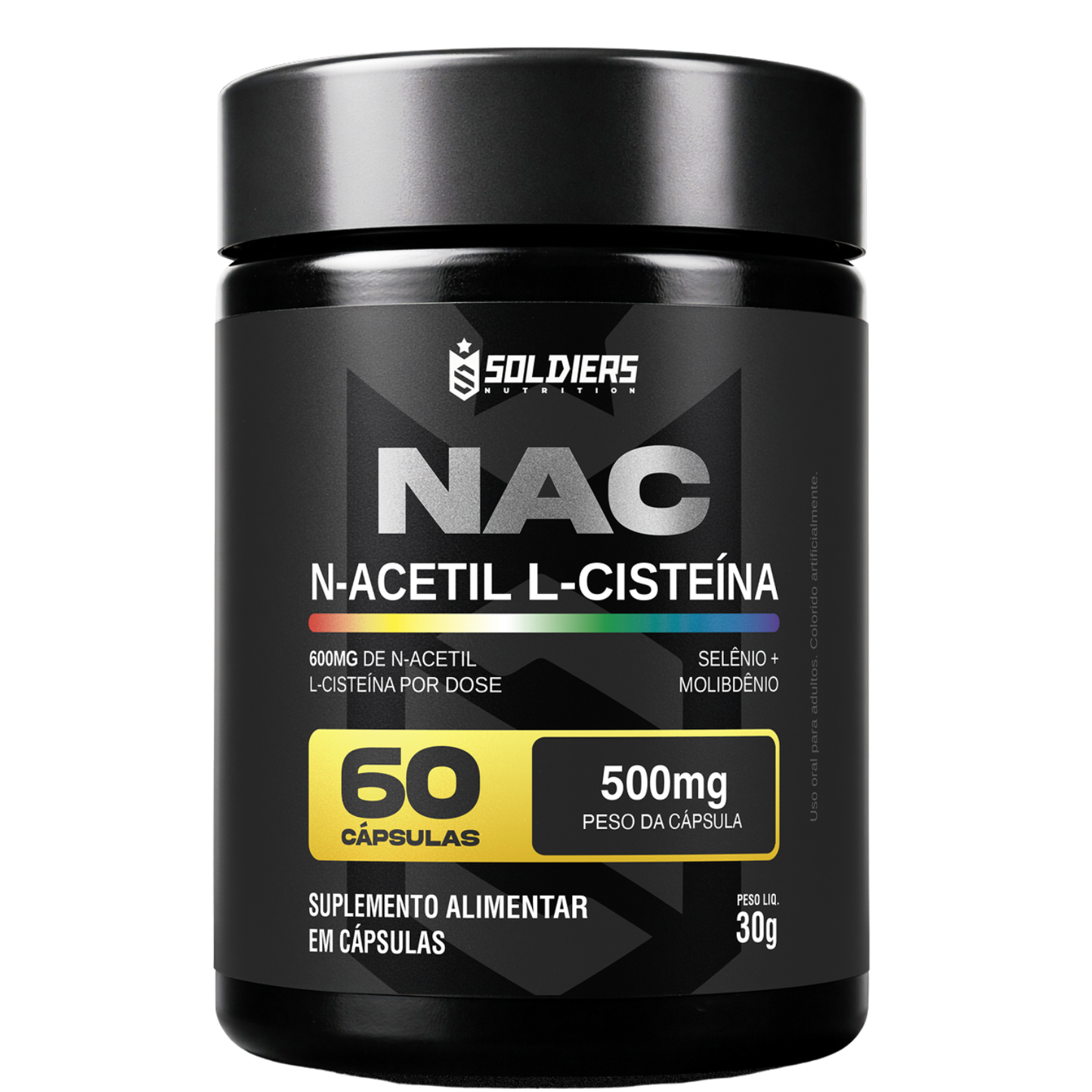 NAC N-Acetil L-Cisteína Selênio + Molibdênio 60 Caps - Soldiers Nutrition