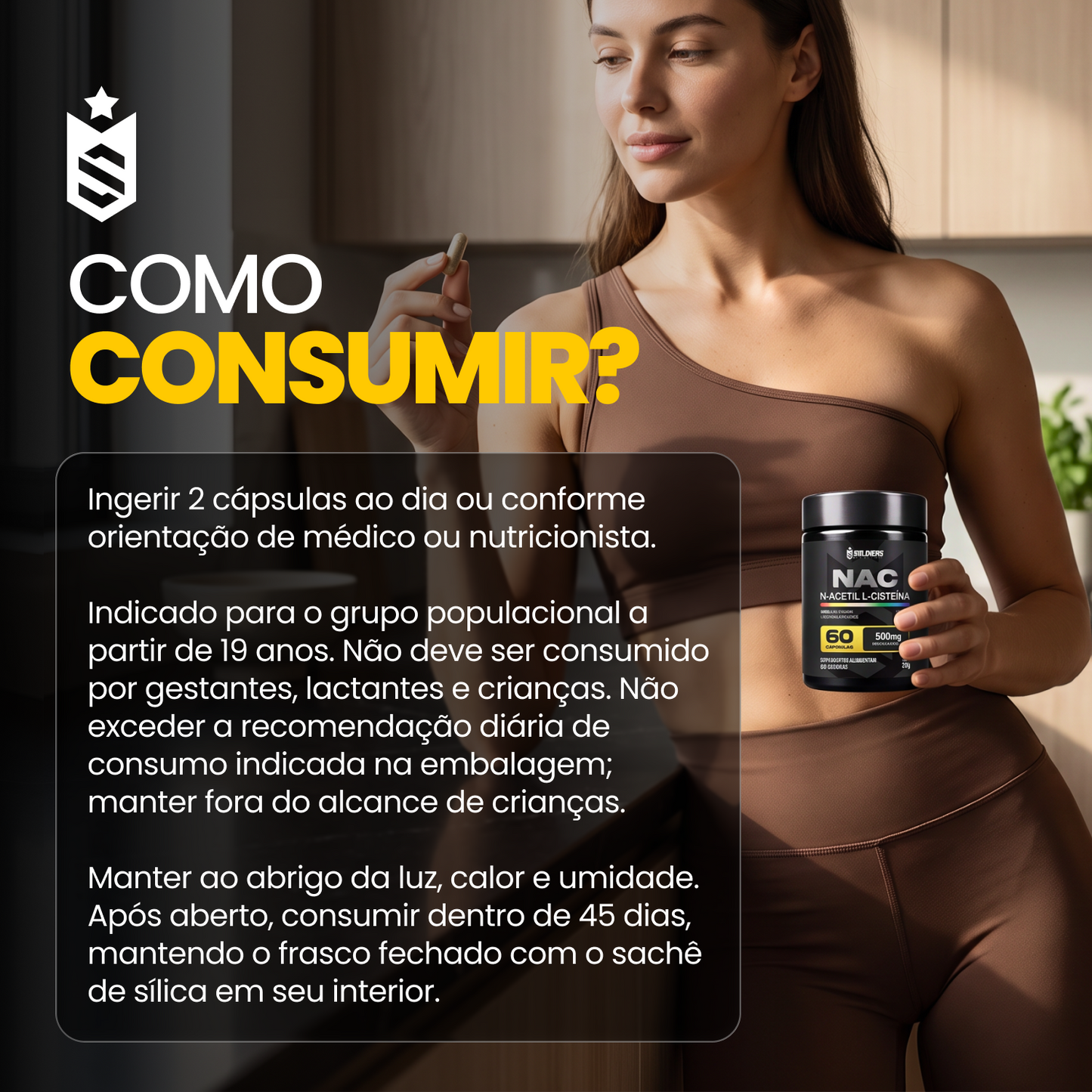 NAC N-Acetil L-Cisteína Selênio + Molibdênio 60 Caps - Soldiers Nutrition