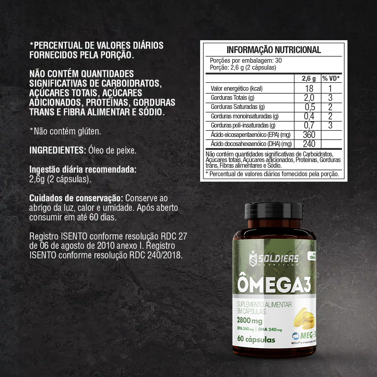 Ômega 3 60 Caps - 2800mg - Soldiers Nutrition