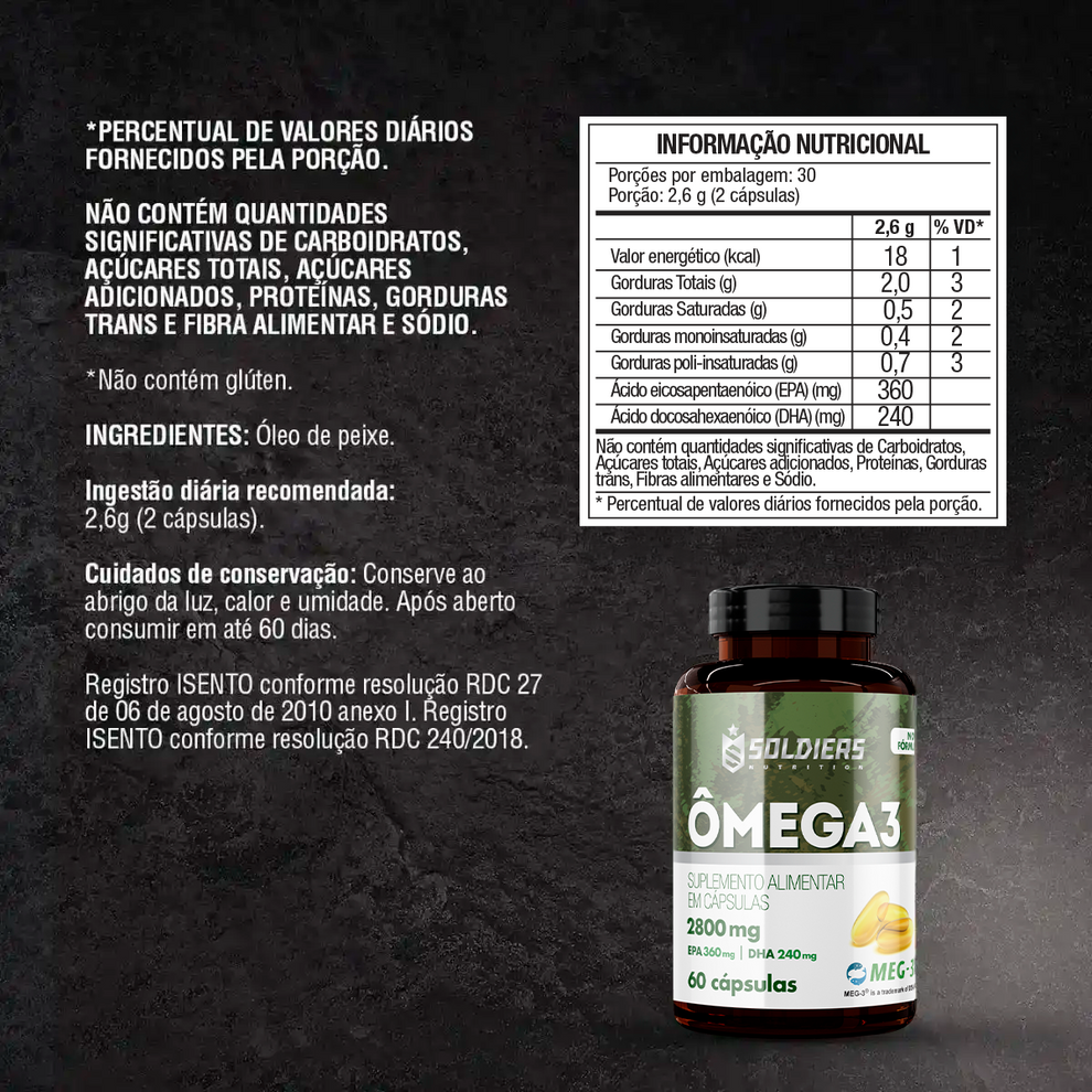 Ômega 3 60 Caps - 2800mg - Soldiers Nutrition