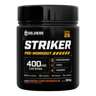 Pré-Treino Striker - 300g - 20 Doses - 400mg Cafeína