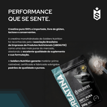Creatina Monohidratada 500g - 100% Pura Importada - Soldiers Nutrition