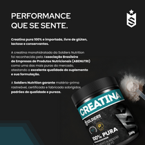 Creatina Monohidratada 300g - 100% Pura Importada - Soldiers Nutrition