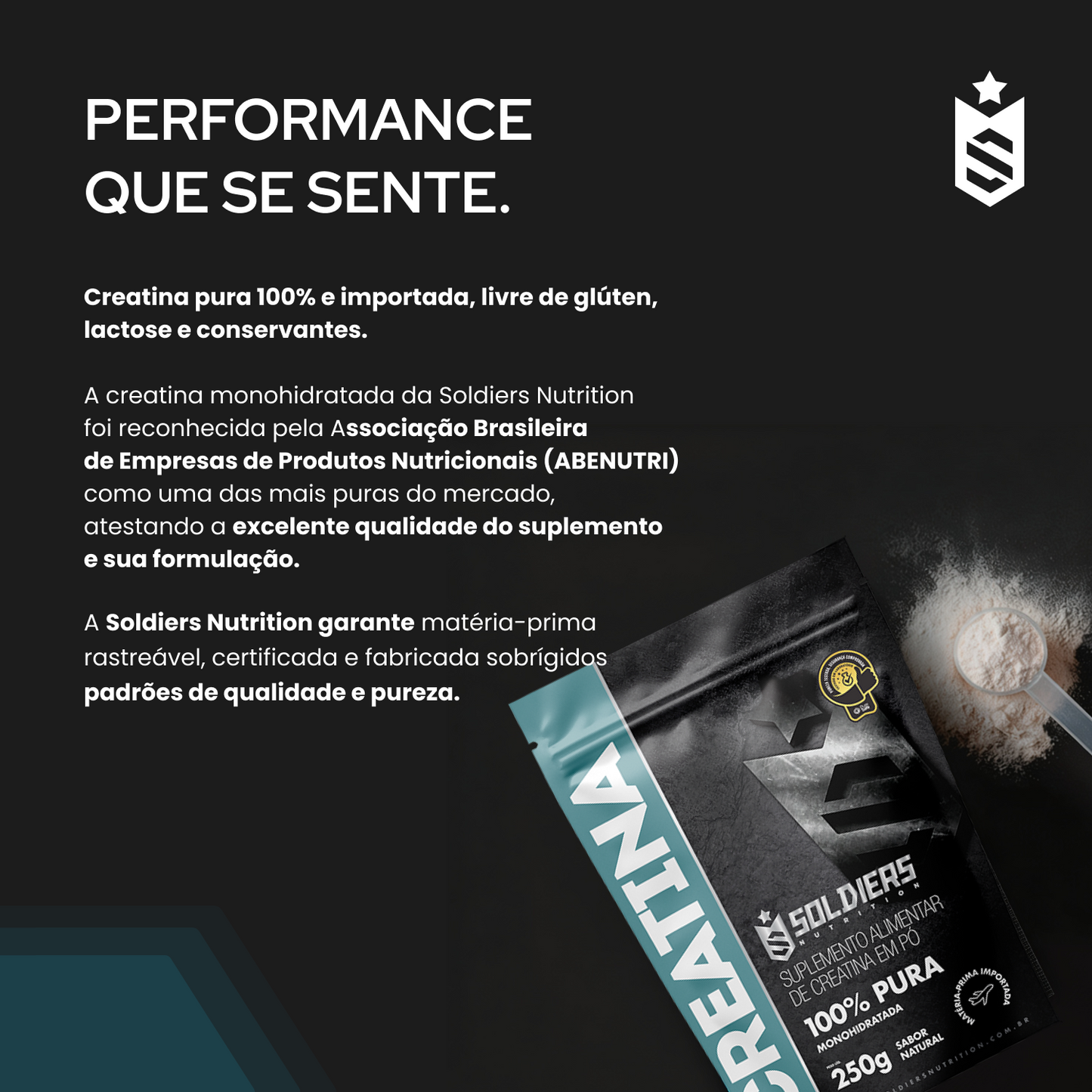 Creatina Monohidratada 250g - 100% Pura Importada - Soldiers Nutrition