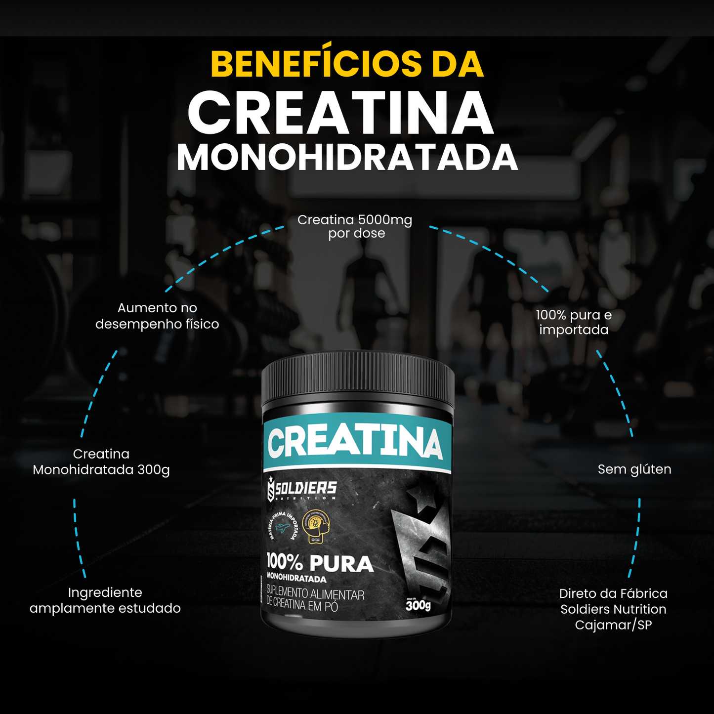 Creatina Monohidratada 100% Pura - 300g