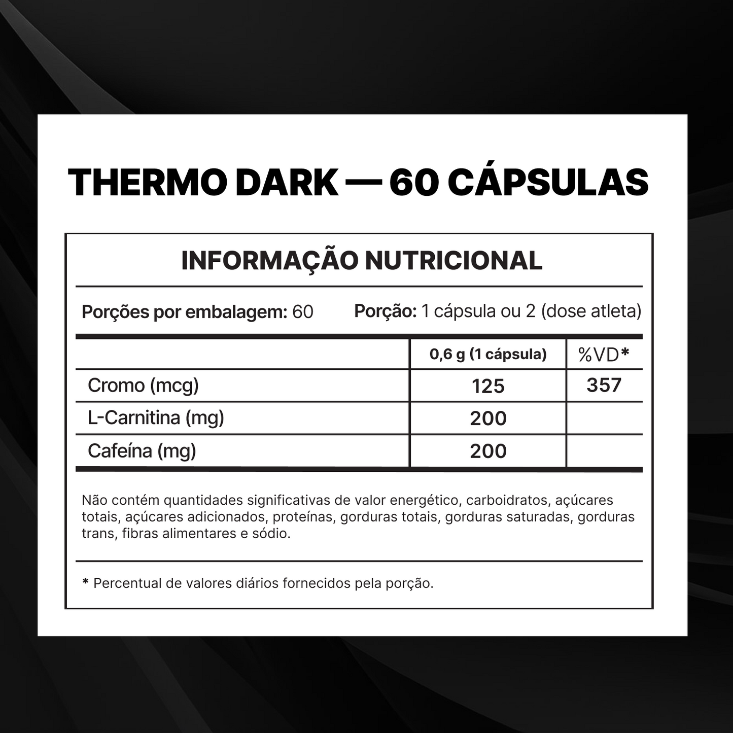 Thermo Dark Soldier Cafeína 200mg - 60 Cáps