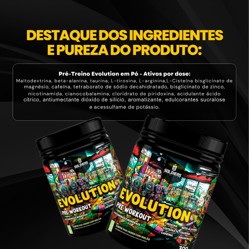 Pré-Treino Evolution Pré Workout 300g - Uva Verde com Melão
