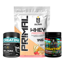 Kit: Whey  Primal 1Kg + Creatina 300g + Pré Treino Evolution 300g - Soldiers Nutrition