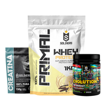 Kit Whey Primal 1Kg + Creatina 300g + Pré Treino Evolution 300g