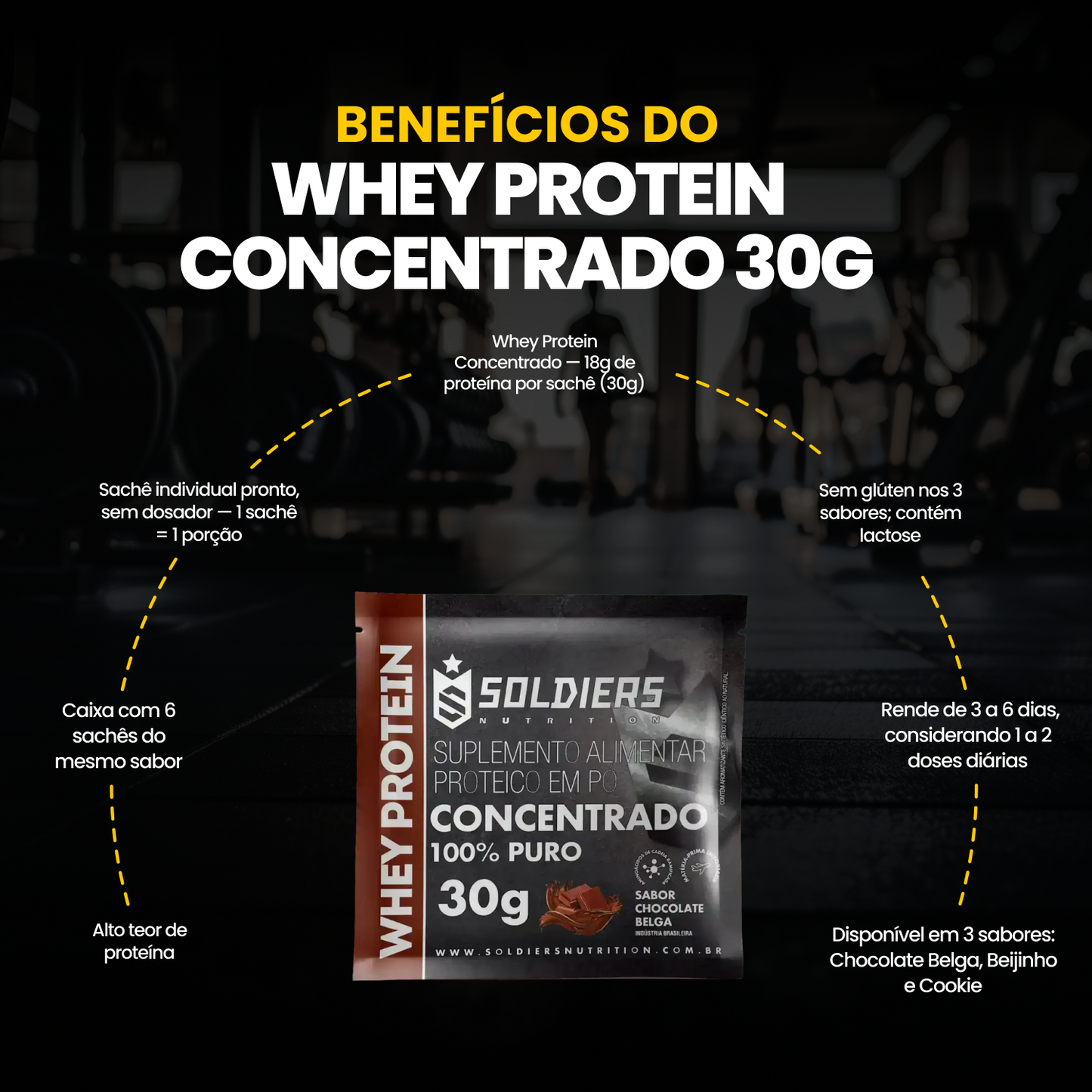 Kit Sachês Whey Protein Concentrado 30g