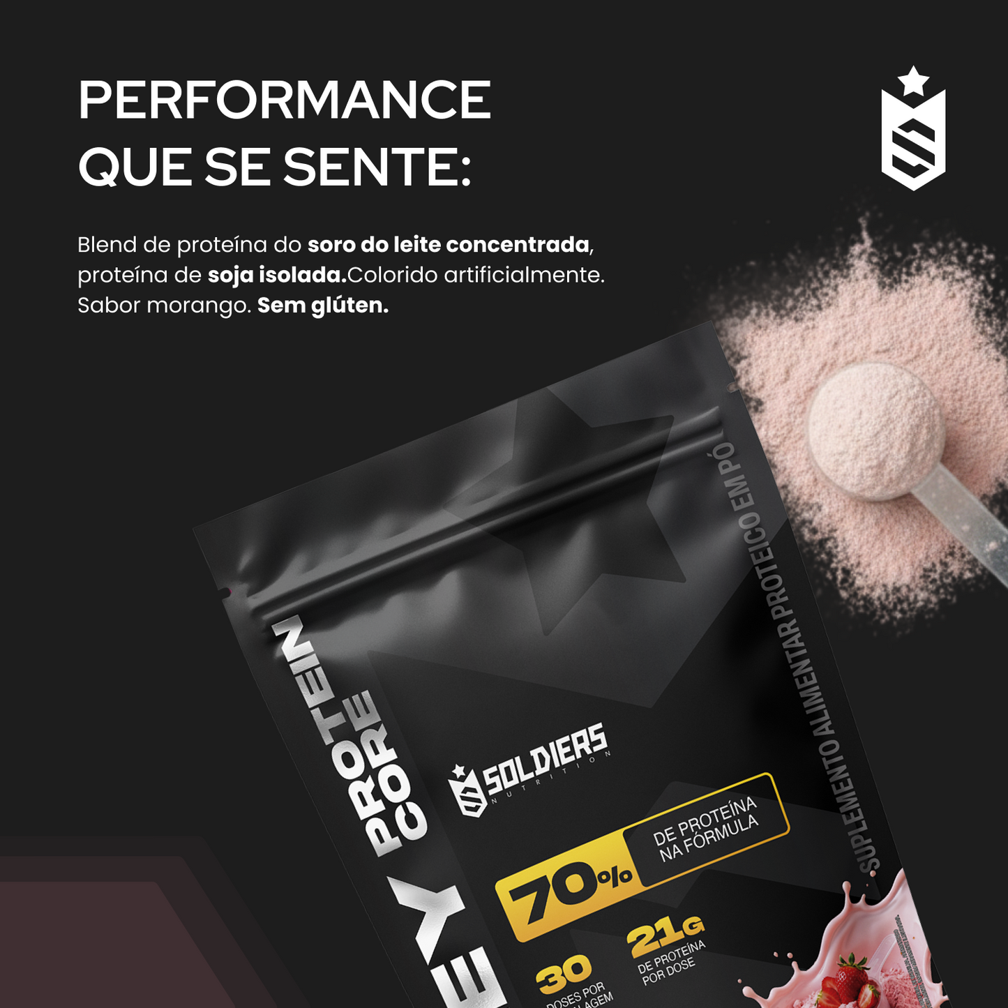 Whey Core Protein Proteínas Pó 900g 30 Doses - Soldiers Nutrition