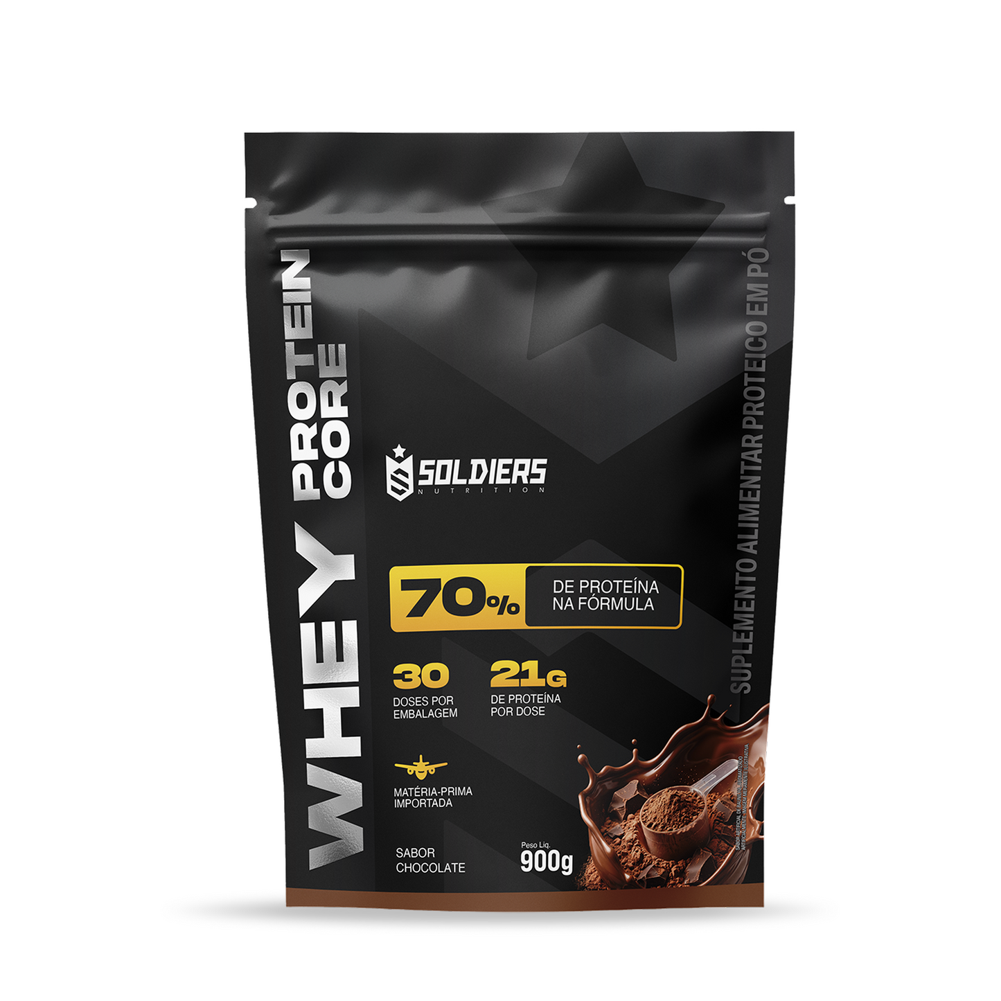 Whey Core Protein Proteínas Pó 900g 30 Doses - Soldiers Nutrition