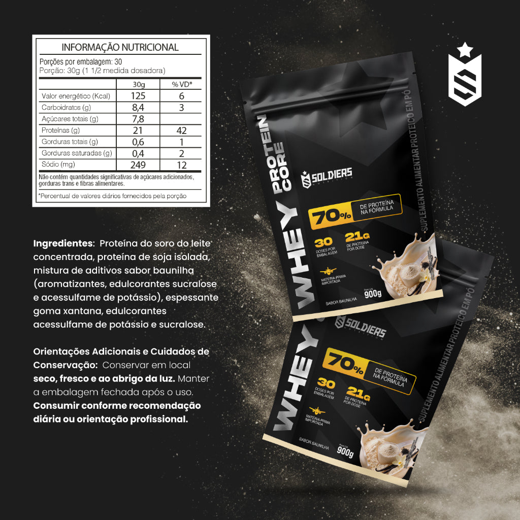 Whey Core 70% de Proteína Concentrada - 900g