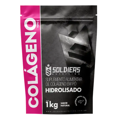 Embalagem de suplemento alimentar colágeno hidrolisado em pó, sabor natural, 1kg.