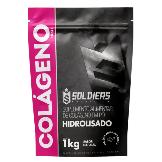 Embalagem de suplemento alimentar colágeno hidrolisado em pó, sabor natural, 1kg.